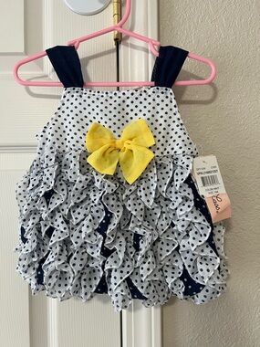 Little Lass Polka Dot Ruffle Top Size 18M NWT